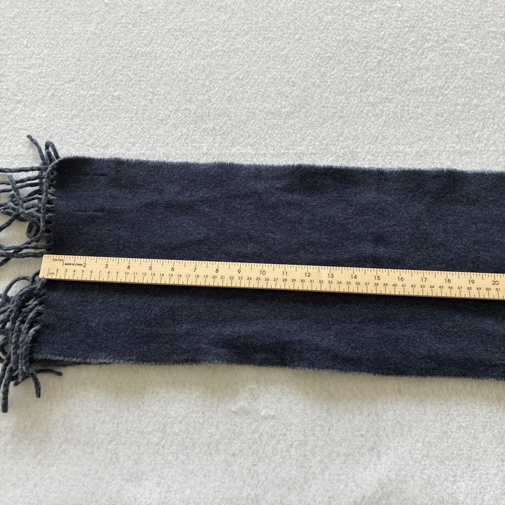 Vintage Polo Ralph Lauren Grey & Blue Reversible Lambswool Blend Fringe Scarf - Picture 13 of 13